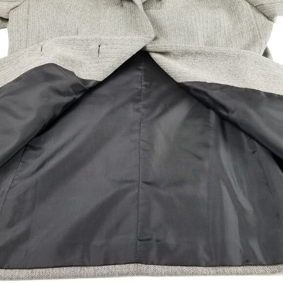 Harve Benard Pleated Pants Suit   Gray Chevron Lined Light Wool Excellent 10 P - Picture 6 of 7